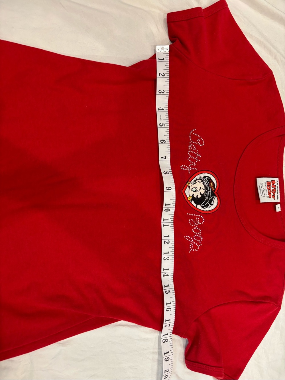 Y2K VTG Betty Boop Rhinestone Baby Tee - Picture 5 of 7